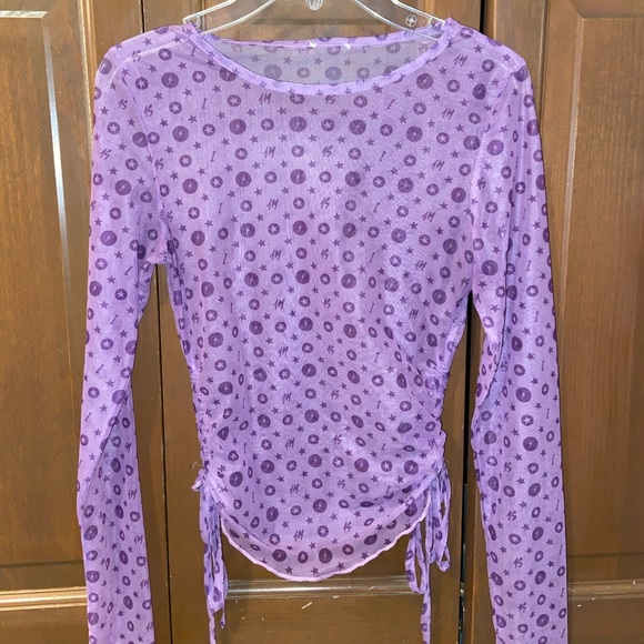 purple sheer long sleeve top